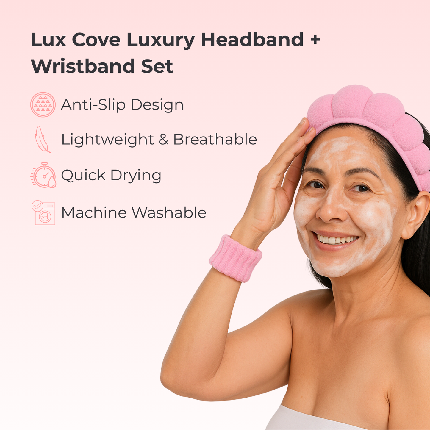 Lux Cove Luxury Cloud Headband & Wristband Set